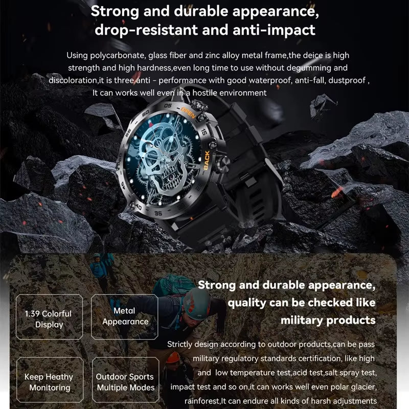 Smart Watch K52 Bluetooth Call 1.39Inch IPS Big Screen 400Mah Long Standby Health Monitoring Outdoor Sport Men Women Smartwatch