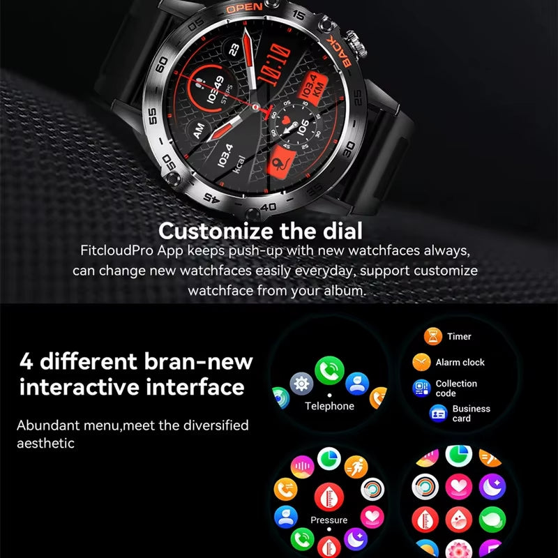 Smart Watch K52 Bluetooth Call 1.39Inch IPS Big Screen 400Mah Long Standby Health Monitoring Outdoor Sport Men Women Smartwatch